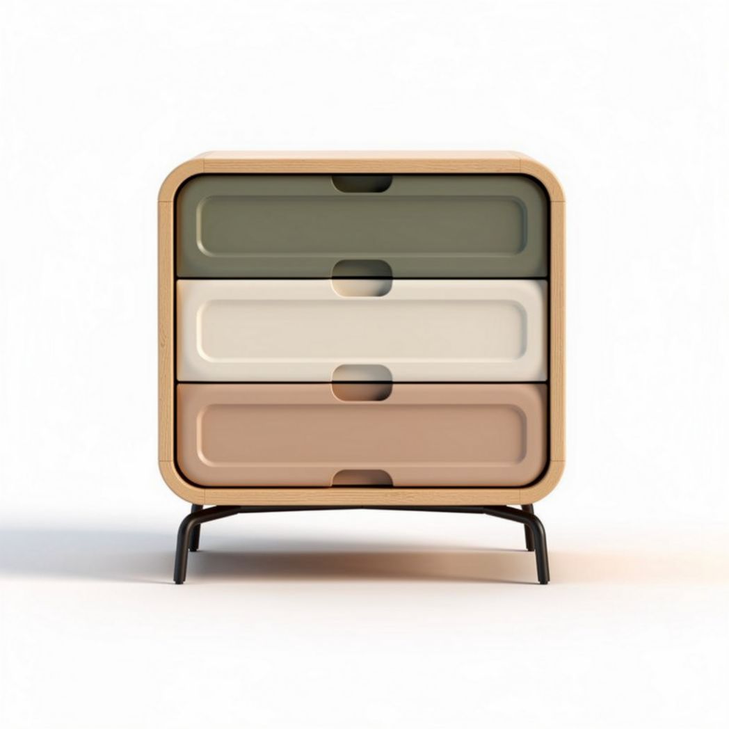Commode en bois avec tiroirs en plastique de 40 x 30 x 60cm multicolore