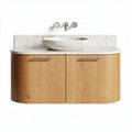 Meuble de salle de bain en bois avec lavabo en pierres naturelles 80 x 40 x 50cm