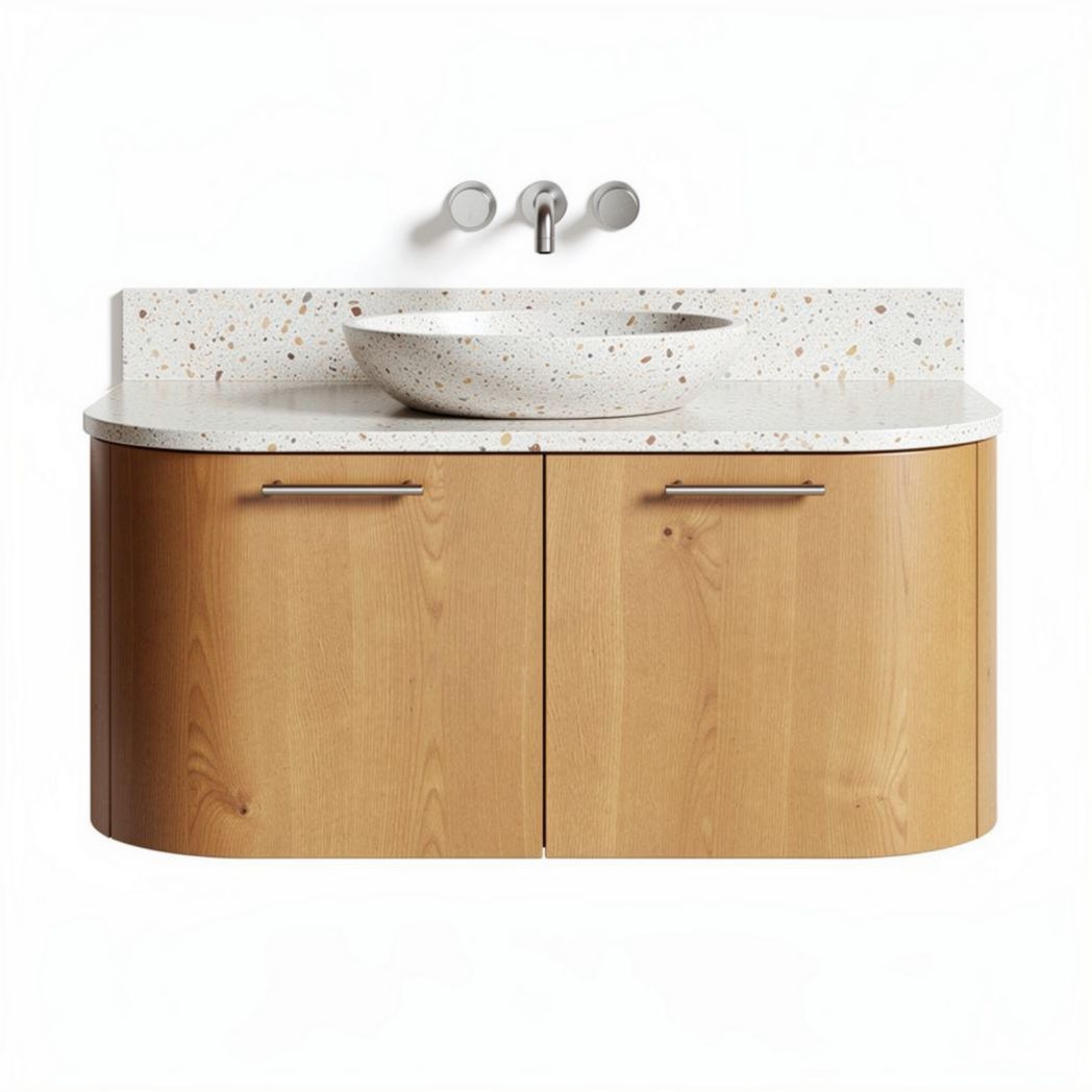 Meuble de salle de bain en bois avec lavabo en pierres naturelles 80 x 40 x 50cm