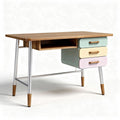 Bureau en bois avec tiroirs colorés 120 x 60 x 75cm pour bureau moderne