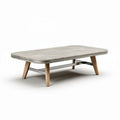 Table basse rectangulaire en béton et bois de 120 x 60 x 40cm pour salon