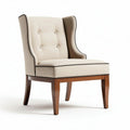 Fauteuil en tissu beige avec accents en bois de hêtre dimensions 75 x 70 x 90cm