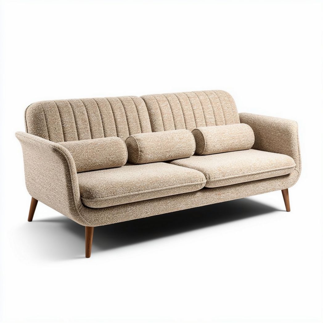 Canapé en tissu beige avec coussins de soutien 180 x 80 x 75cm