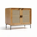 Meuble de rangement en bois avec portes en cannage dimensions 80 x 40 x 70cm