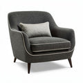 Fauteuil en tissu gris avec coussin décoratif dimensions 80 x 85 x 80cm