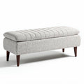 Banc en tissu gris avec piètement en bois 120 x 40 x 45cm pour intérieur